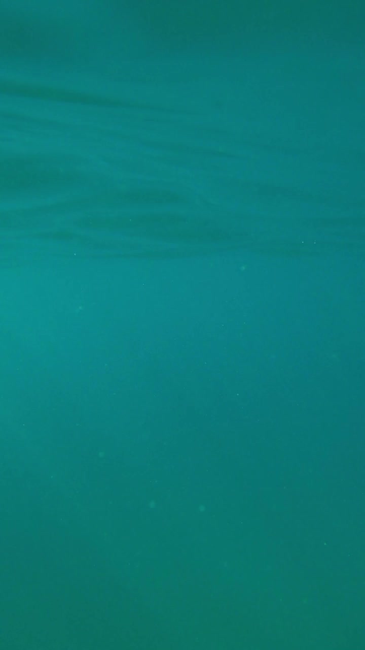 在克罗地亚斯普利特的亚得里亚海中，一个漂浮在水面上的女人的个人观点。视频素材