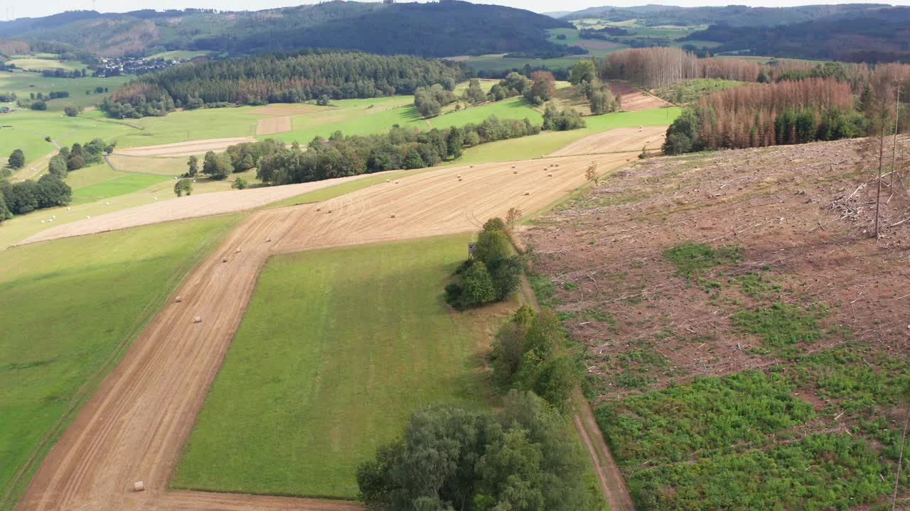 德国黑森州中部低矮的山脉和农业景观视频下载