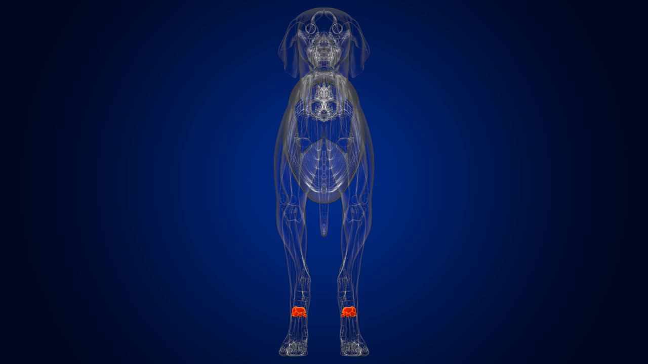 腕骨狗骨骼解剖医学概念3D视频素材