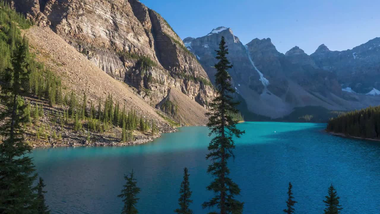 时间流逝:冰碛湖班夫国家公园-加拿大视频素材