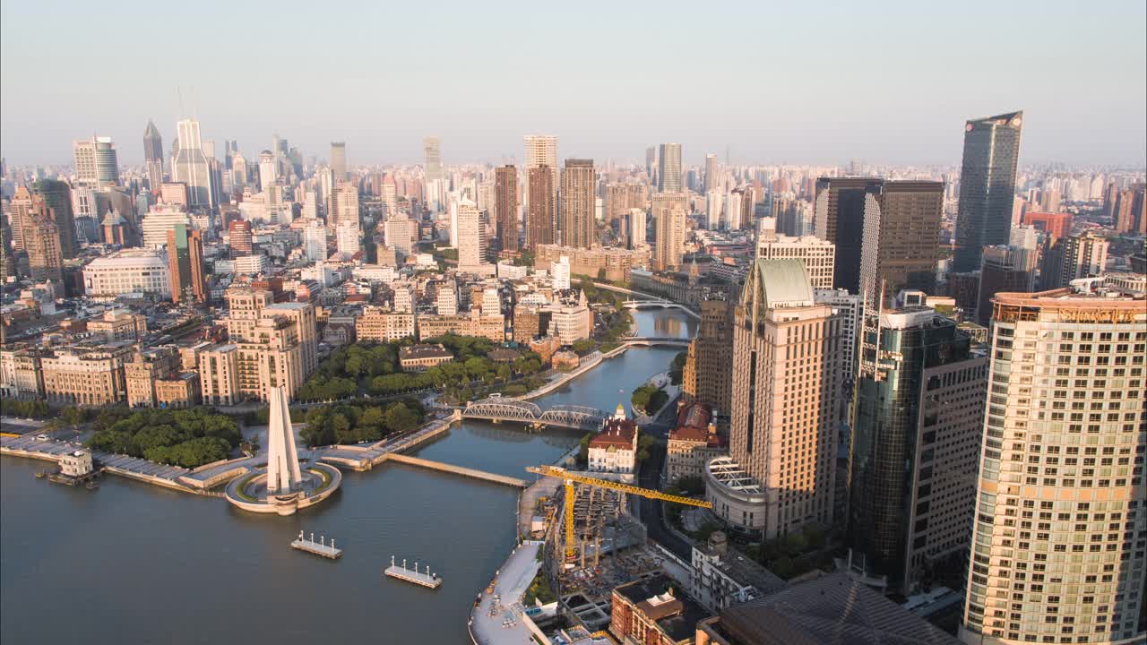 空中城市,上海,日出。视频下载