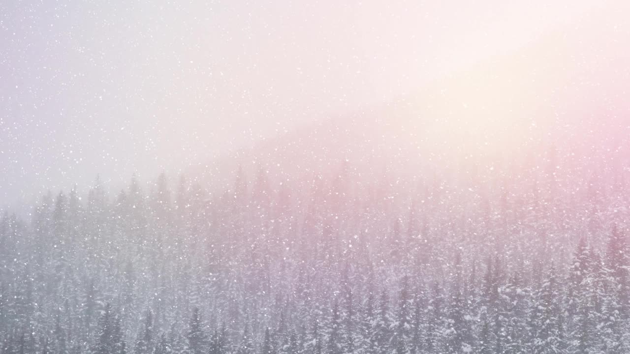 圣诞老人坐在驯鹿拉的雪橇上，在冬天的风景上视频素材