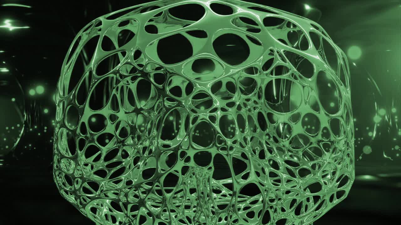 摘要利用金属丝有机的外形作为现代科幻小说的背景——3d动画视频素材
