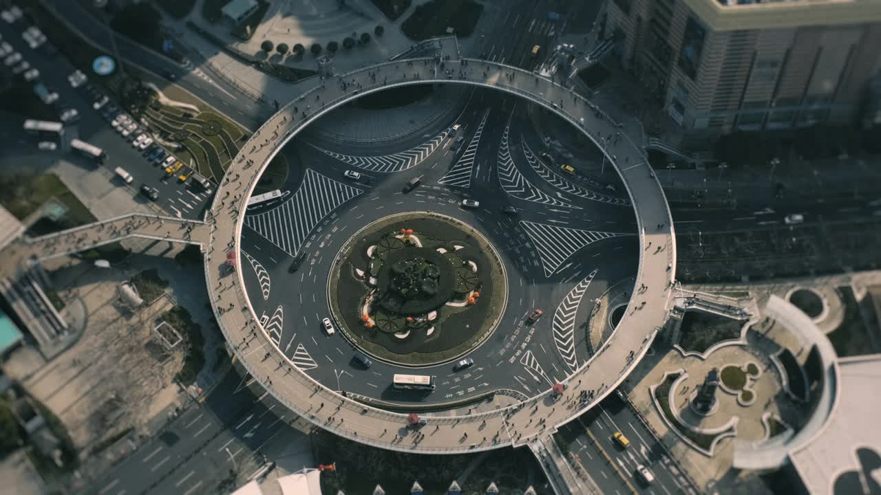 上海陆家嘴环的俯视图视频素材