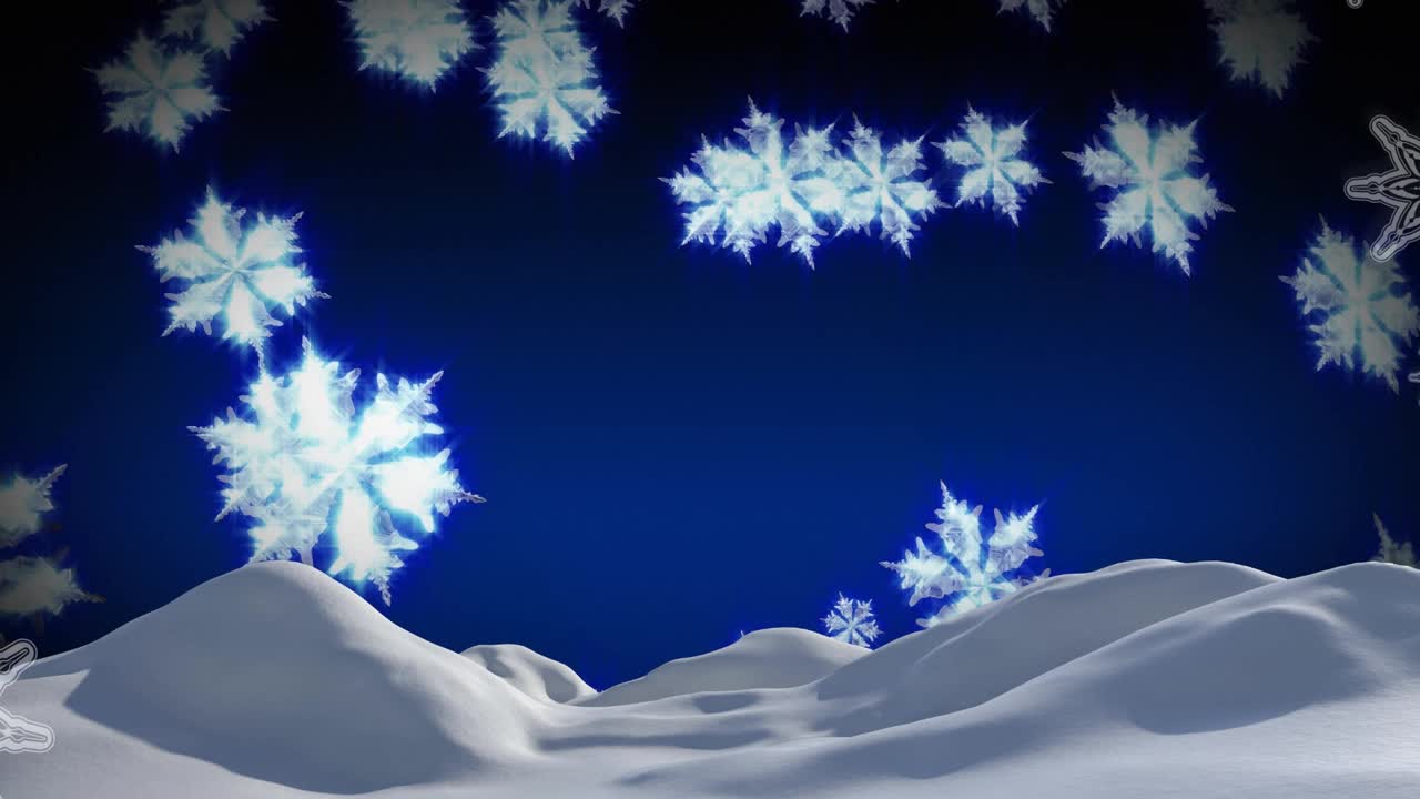 动画的雪落在蓝色的背景视频素材