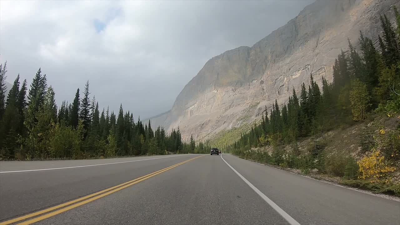 加拿大秋天碧玉国家公园的冰原公园路视频下载