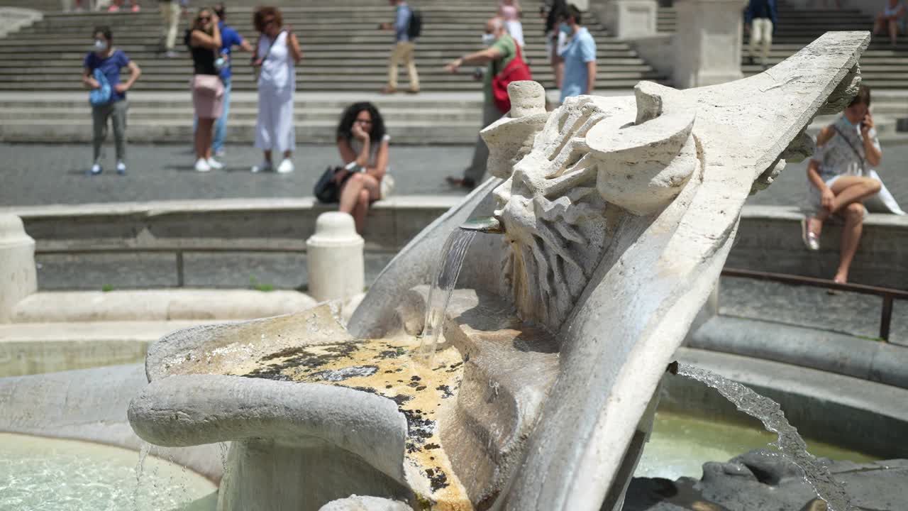意大利之旅:罗马巴卡西亚喷泉和西班牙台阶视频下载