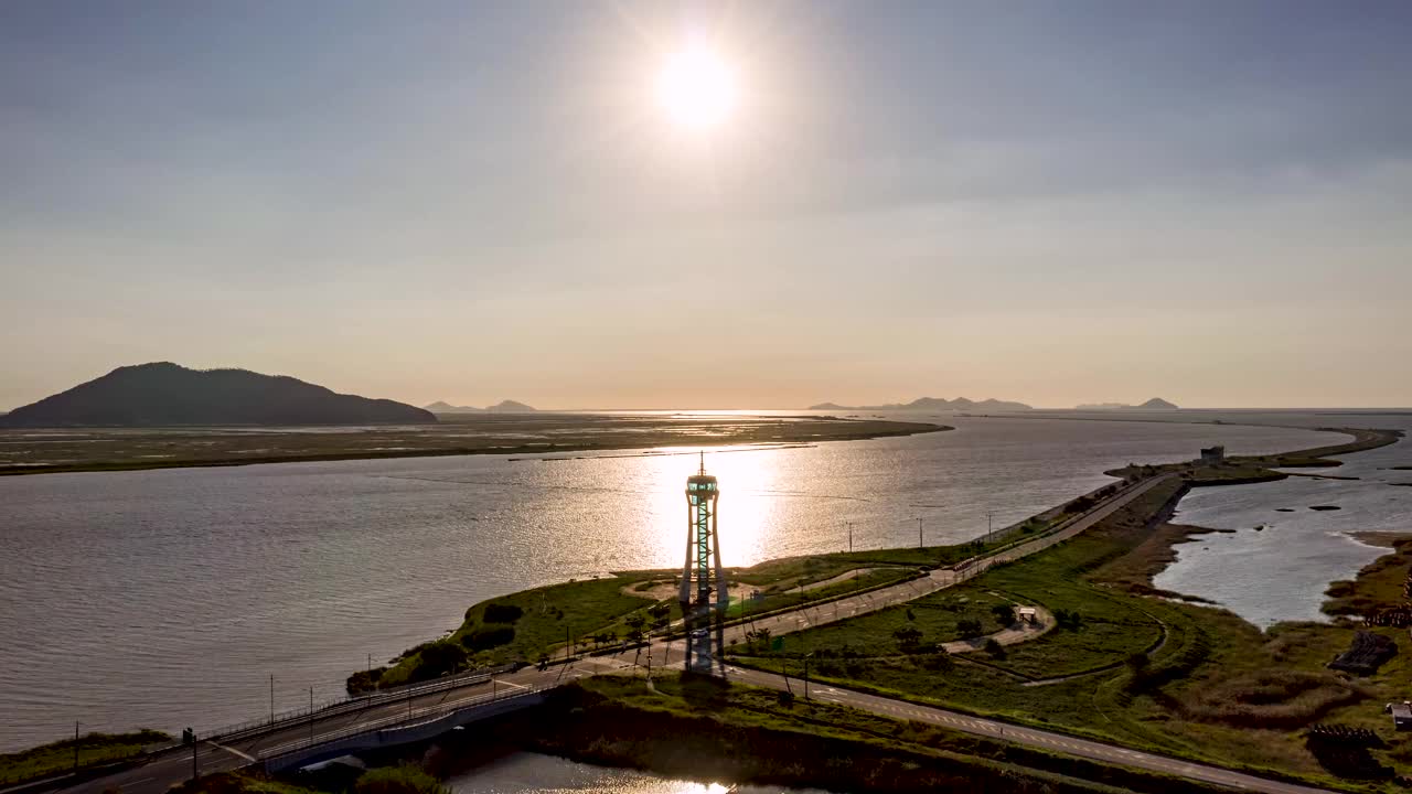 新万金海堤周围的海景/全北，韩国视频素材