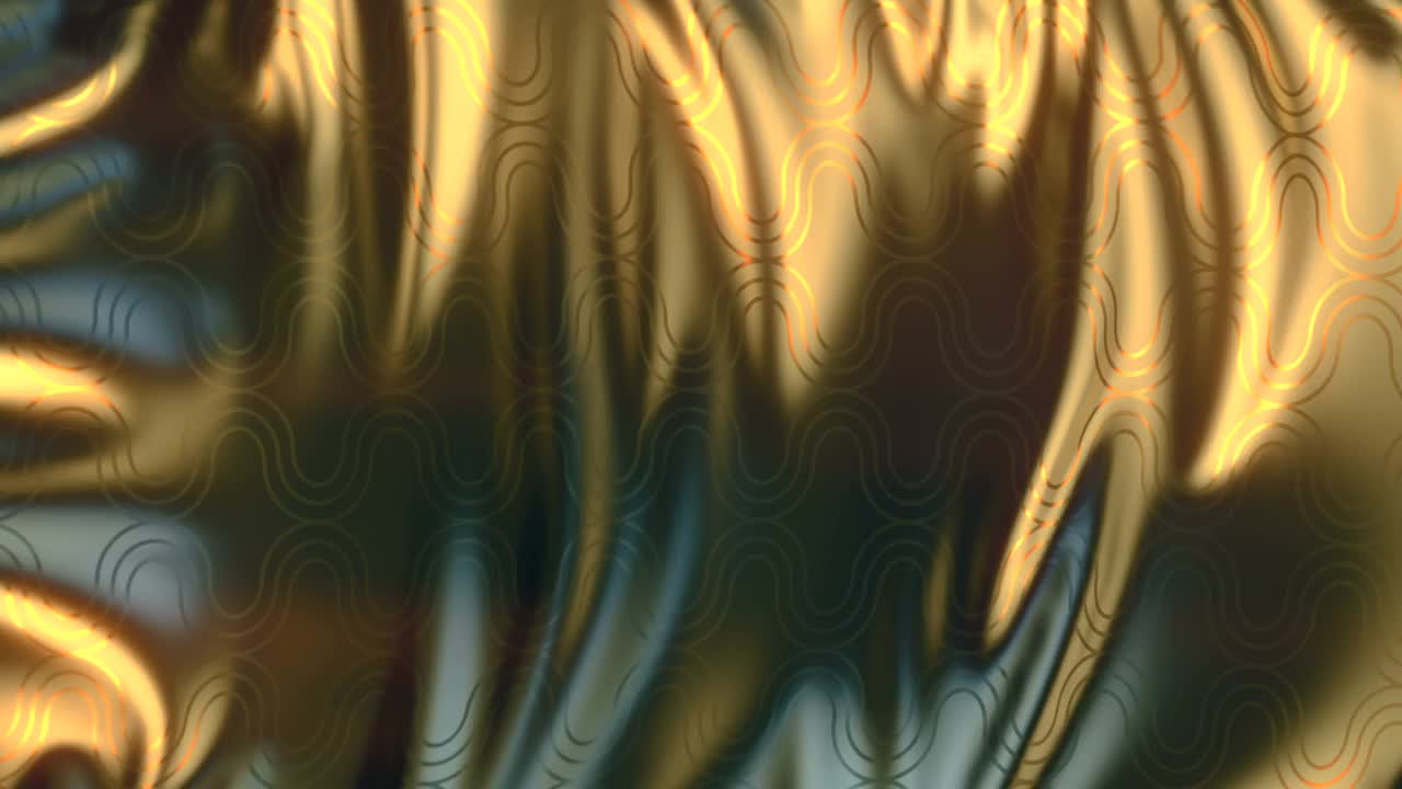 黄金奢华波浪织物几何闪亮复古图案。时髦的闪光布背景。3d渲染数字无缝循环动画4K超高清分辨率视频素材