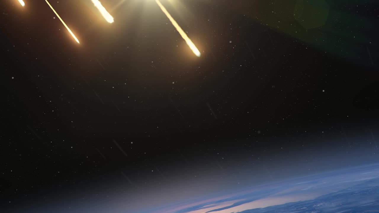 流星和小行星在地球大气层中燃烧视频素材