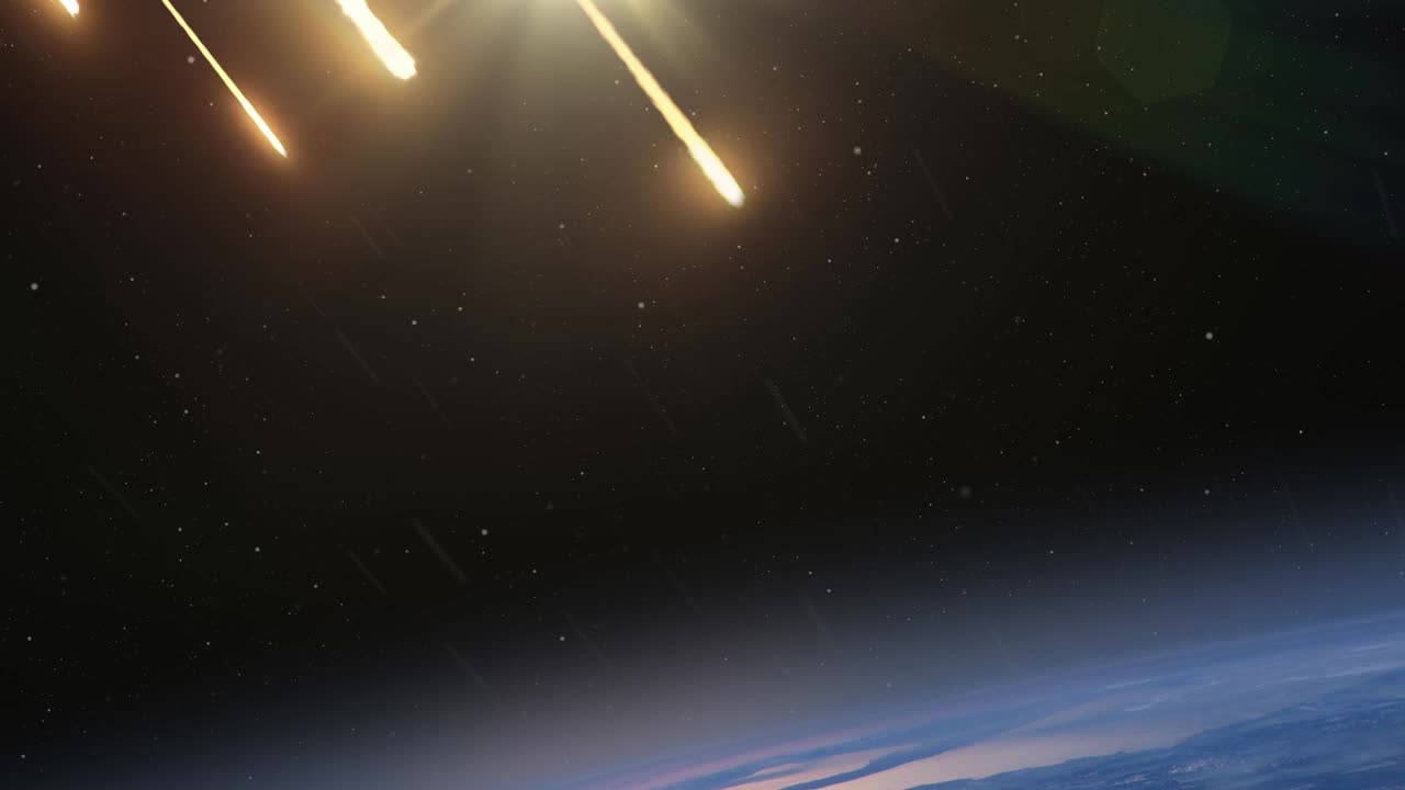 小行星流星在地球大气层中燃烧视频素材