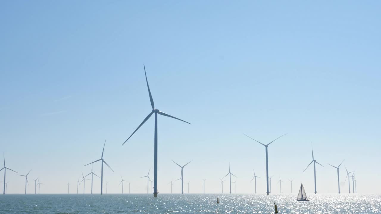 荷兰最大的风车农场，可持续发展，可再生能源视频下载