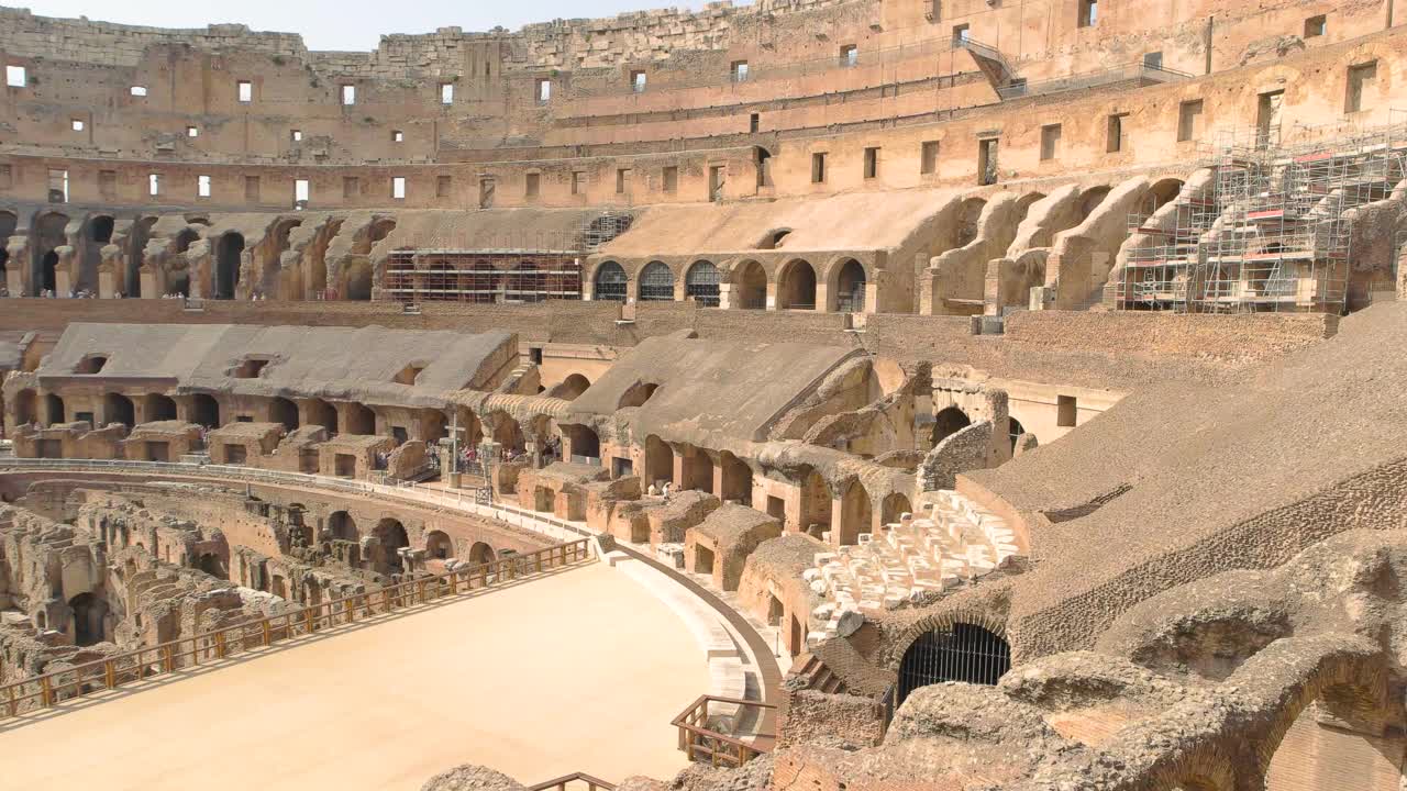 罗马圆形大剧场的内部。视频下载