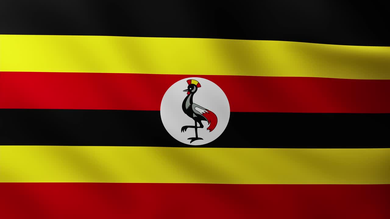 乌干达大旗帜全屏背景飘扬视频素材