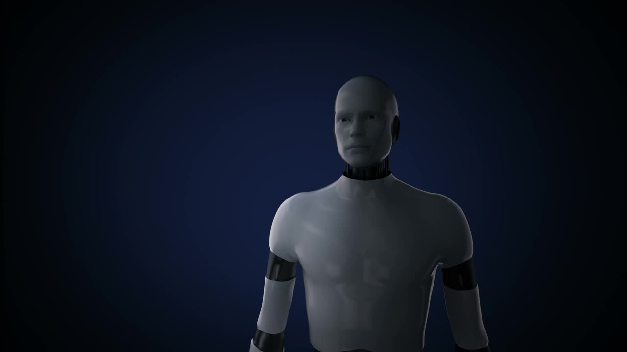 机器人，半机械人触摸“医疗技术”图标和各种未来医疗矢量图标的六边形，4k动画。视频下载