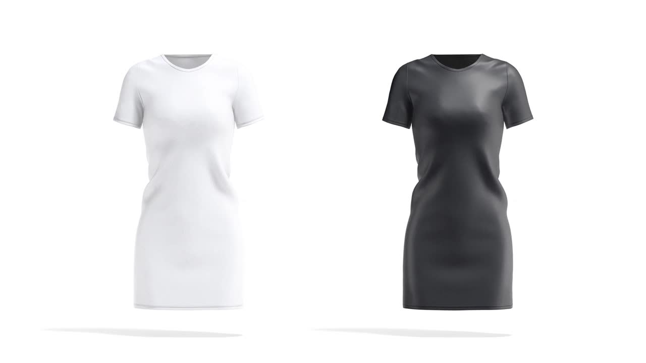 空白的黑白女性服装模型，循环旋转视频下载