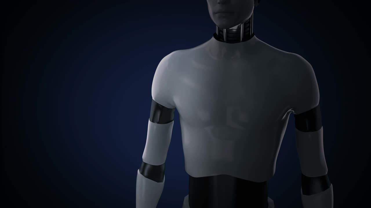机器人，电子人触摸“医疗技术”图标和各种未来医疗矢量图标六边形，4k动画。视频下载