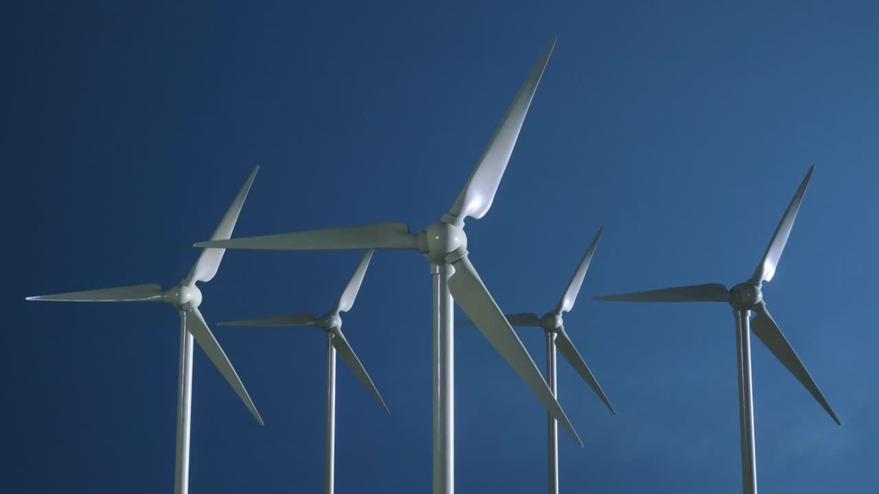 风力发电机组，风力发电机组。风力发电可再生电能的生产视频素材