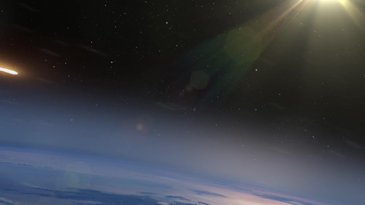 流星小行星进入地球大气层视频素材