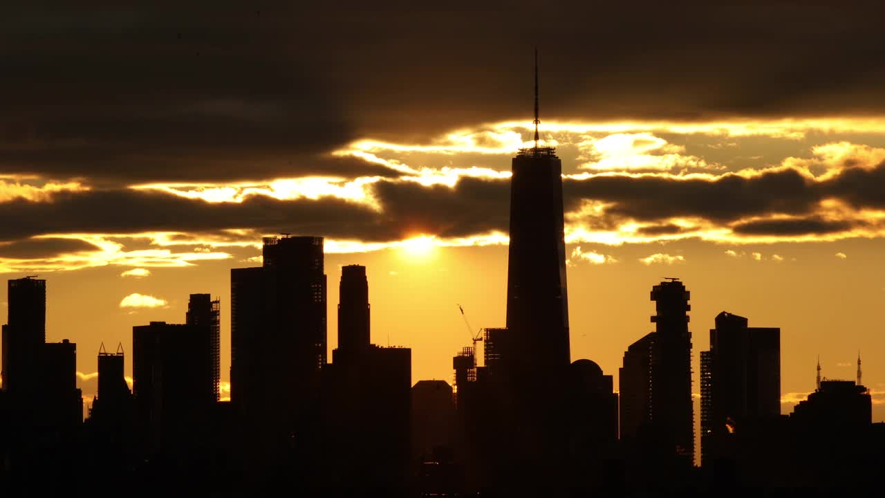 曼哈顿市中心地平线日落视频下载
