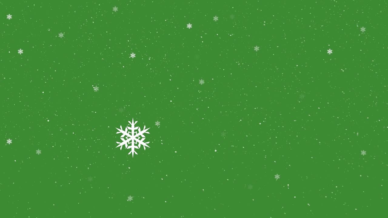 动画的雪落在圣诞树上绿色的背景视频下载