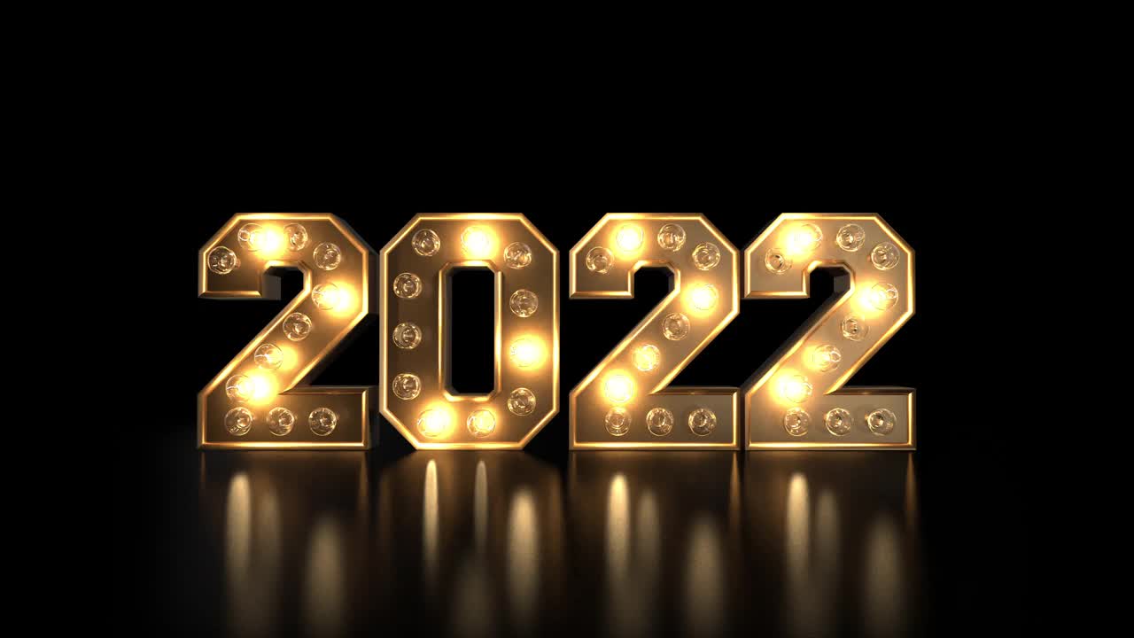 用金色的闪烁灯祝你2021年新年快乐视频下载