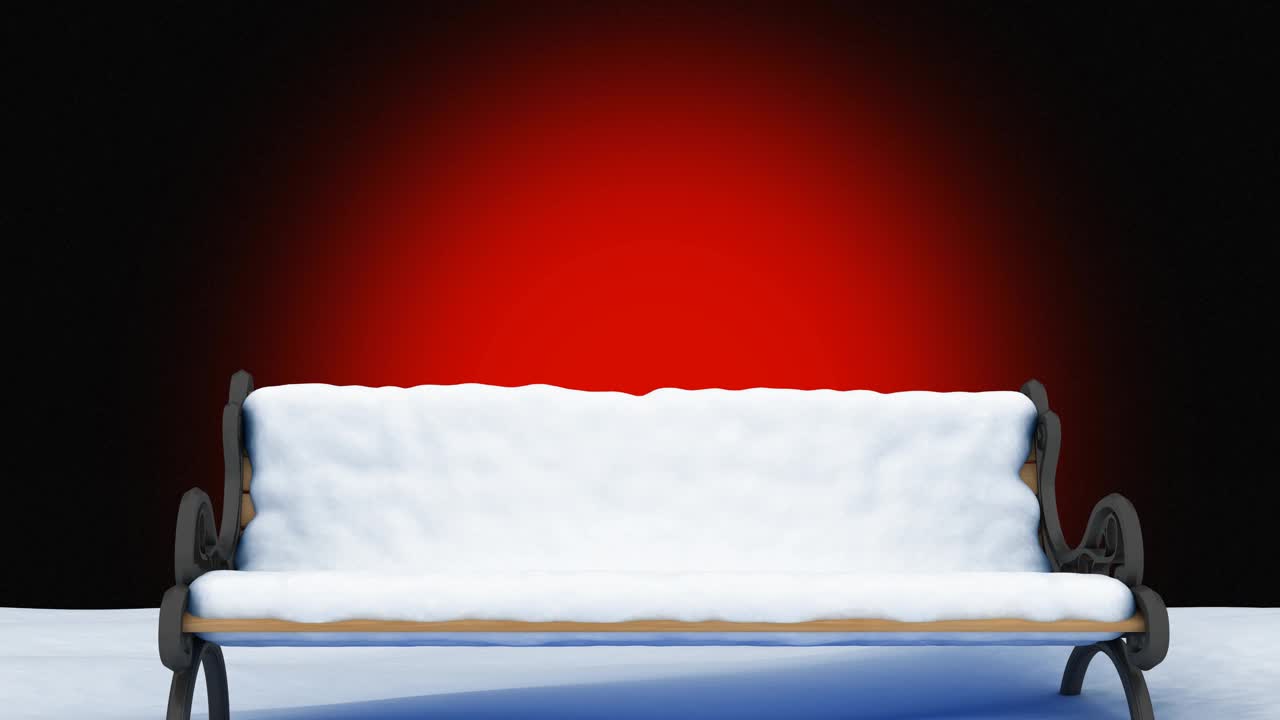 动画的雪落在积雪覆盖的长凳视频下载