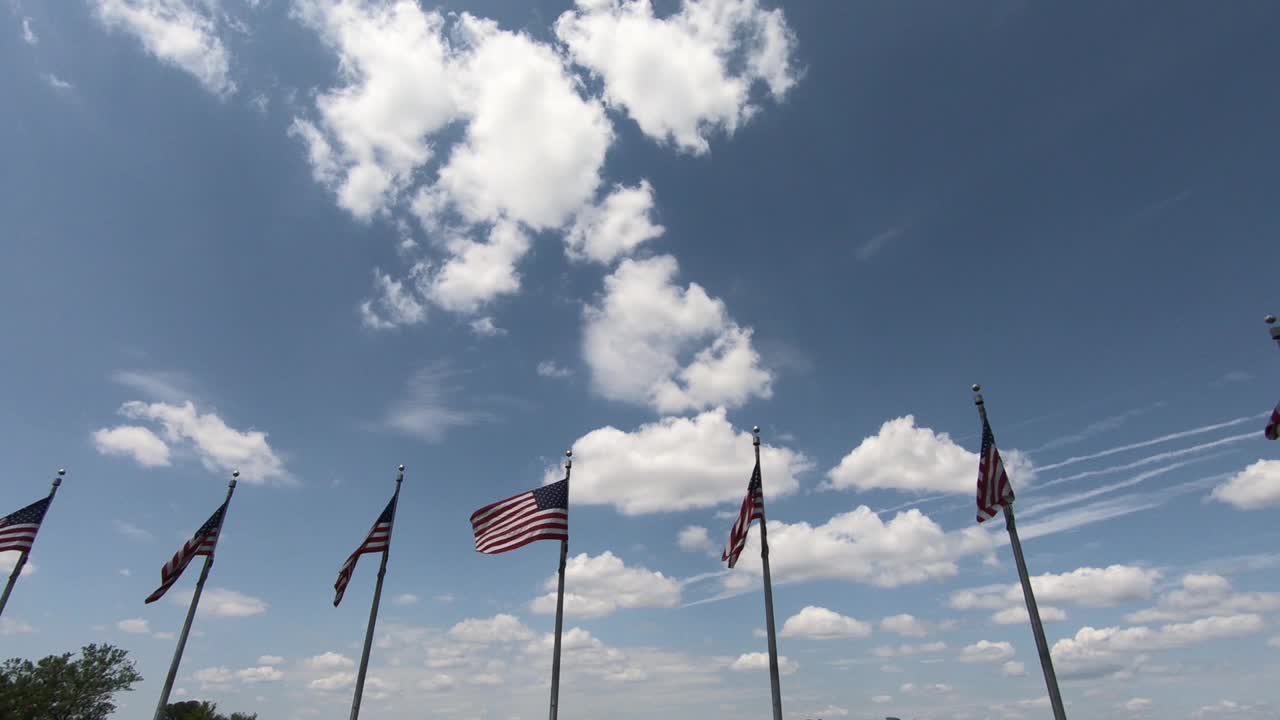 五面飘扬的美国国旗-美国华盛顿特区视频下载