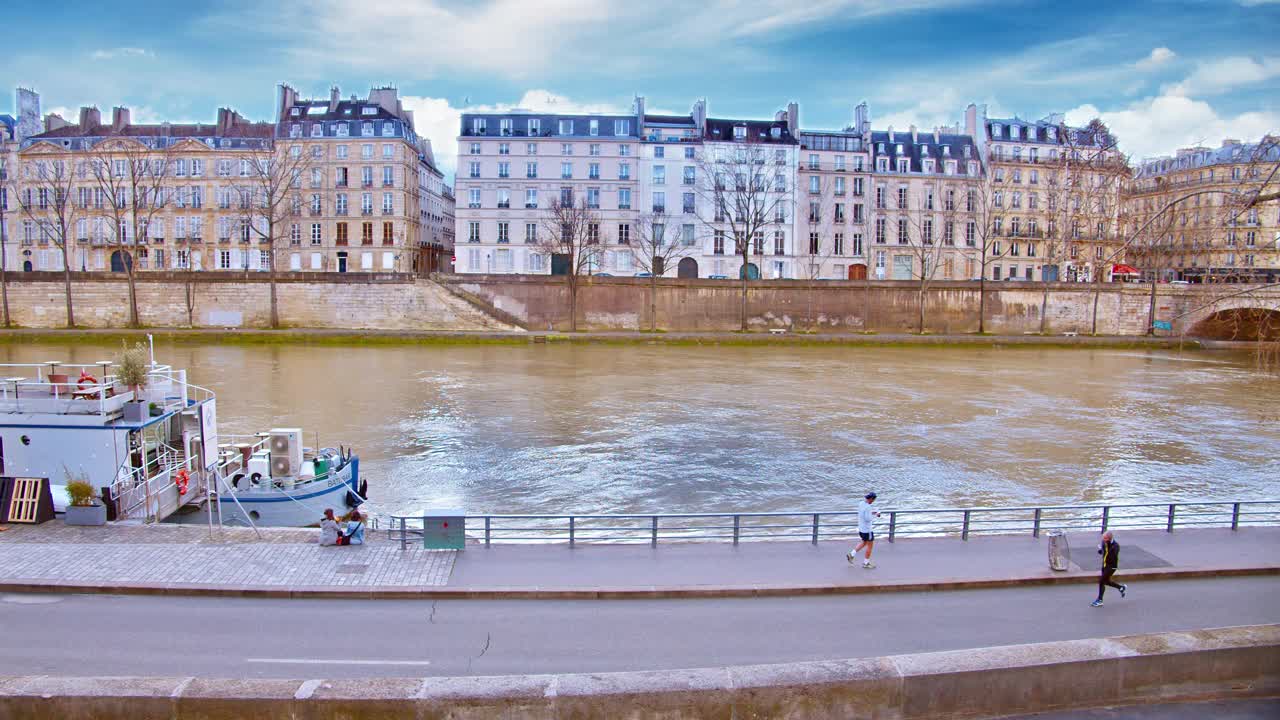 巴黎。河。居住建筑视频素材