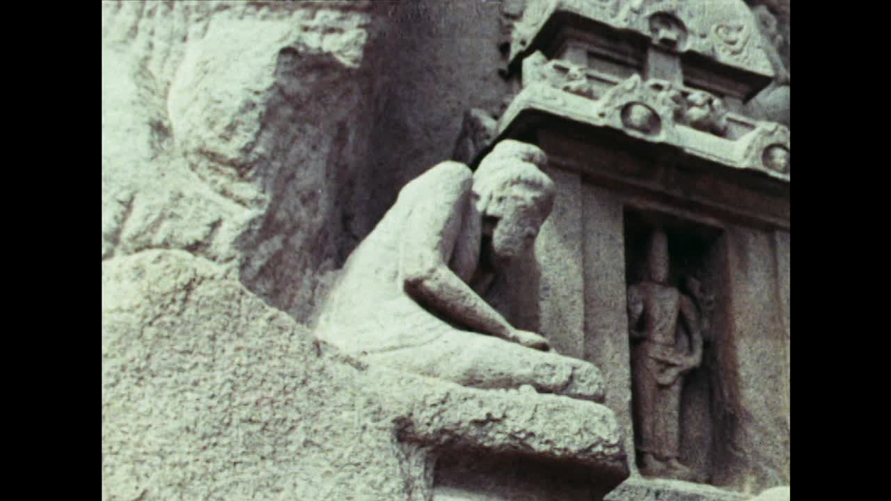 印度玛哈巴利普兰的石刻;1967视频素材