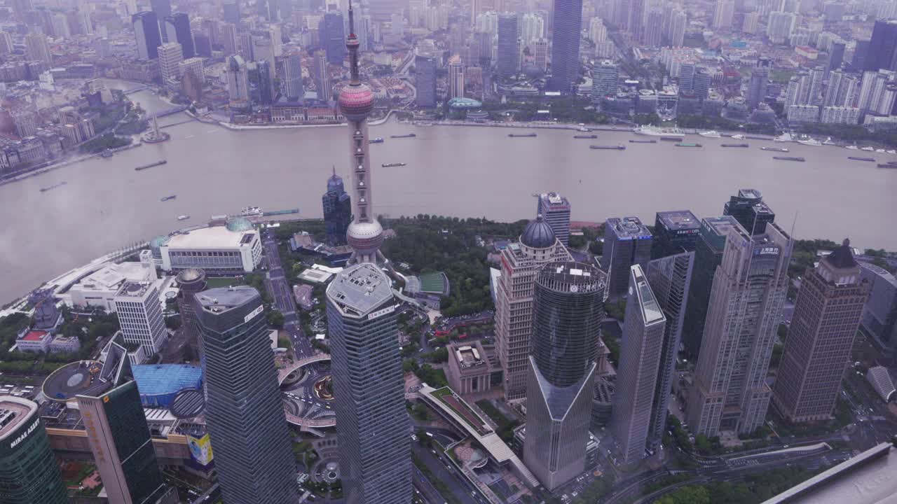 上海天际线，从浦东(上海东部)到浦西(上海西部)视频素材