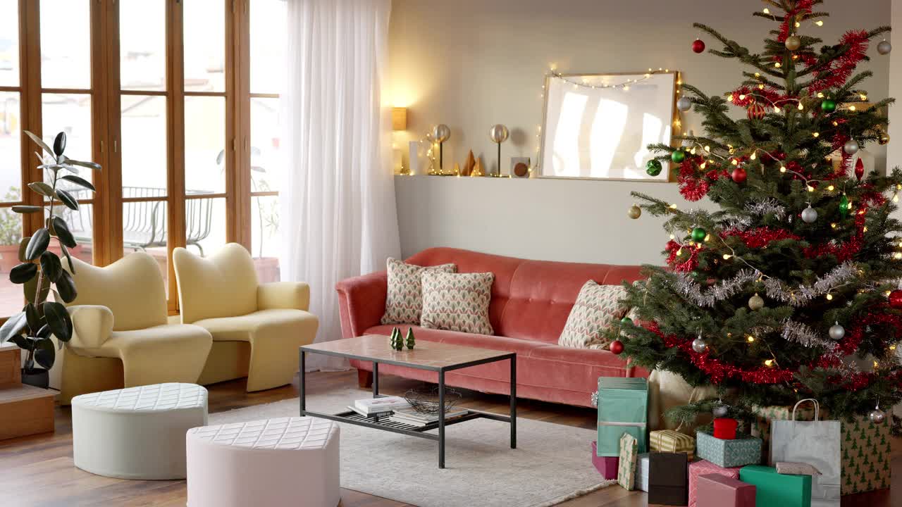 客厅的圣诞装饰视频下载
