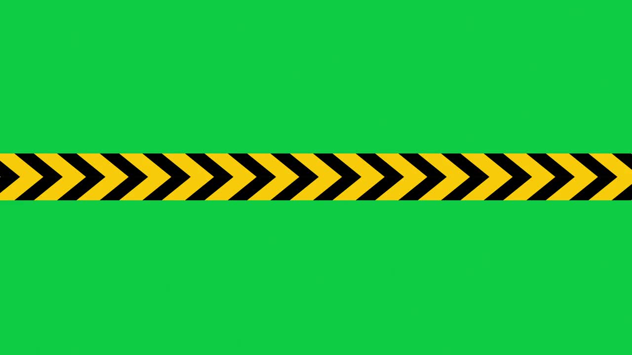 危险警告和停止标志胶带标记在绿色屏幕，覆盖Alpha和白色背景可循环复制空间视频下载