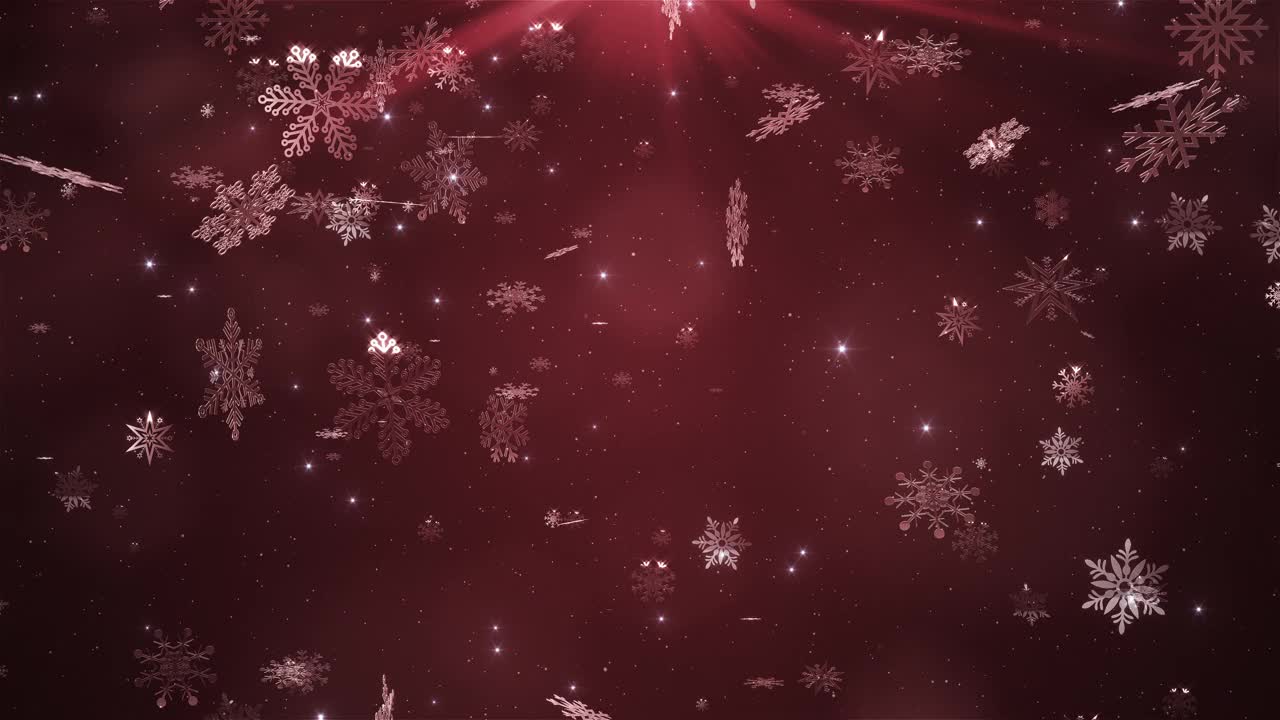 美丽的雪花落在红色的背景上视频素材