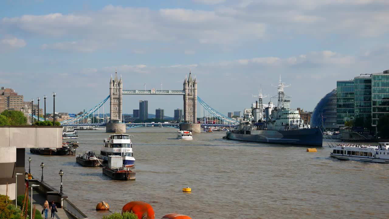 英国伦敦的塔桥和泰晤士河视频素材