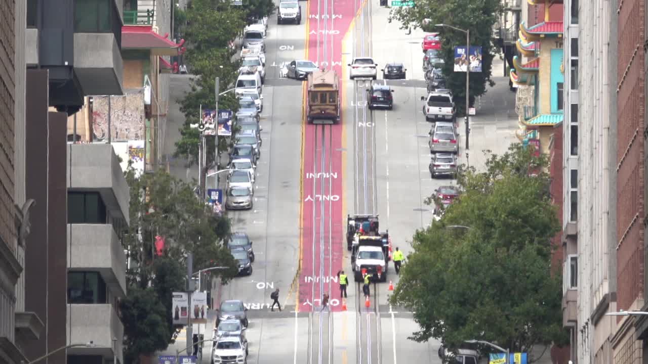 旧金山加利福尼亚街有缆车视频素材