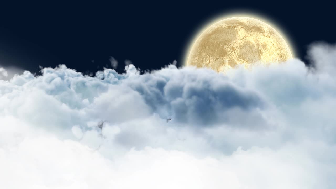 动画的月亮在宇宙和云视频下载