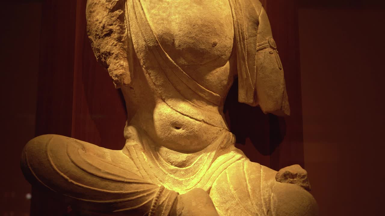中国古代石佛视频素材