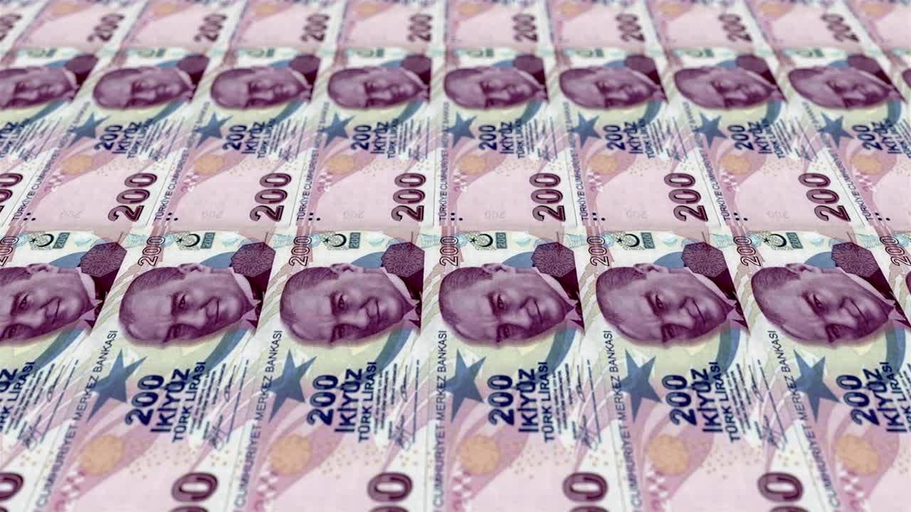 土耳其里拉钞票印卷机。视频素材