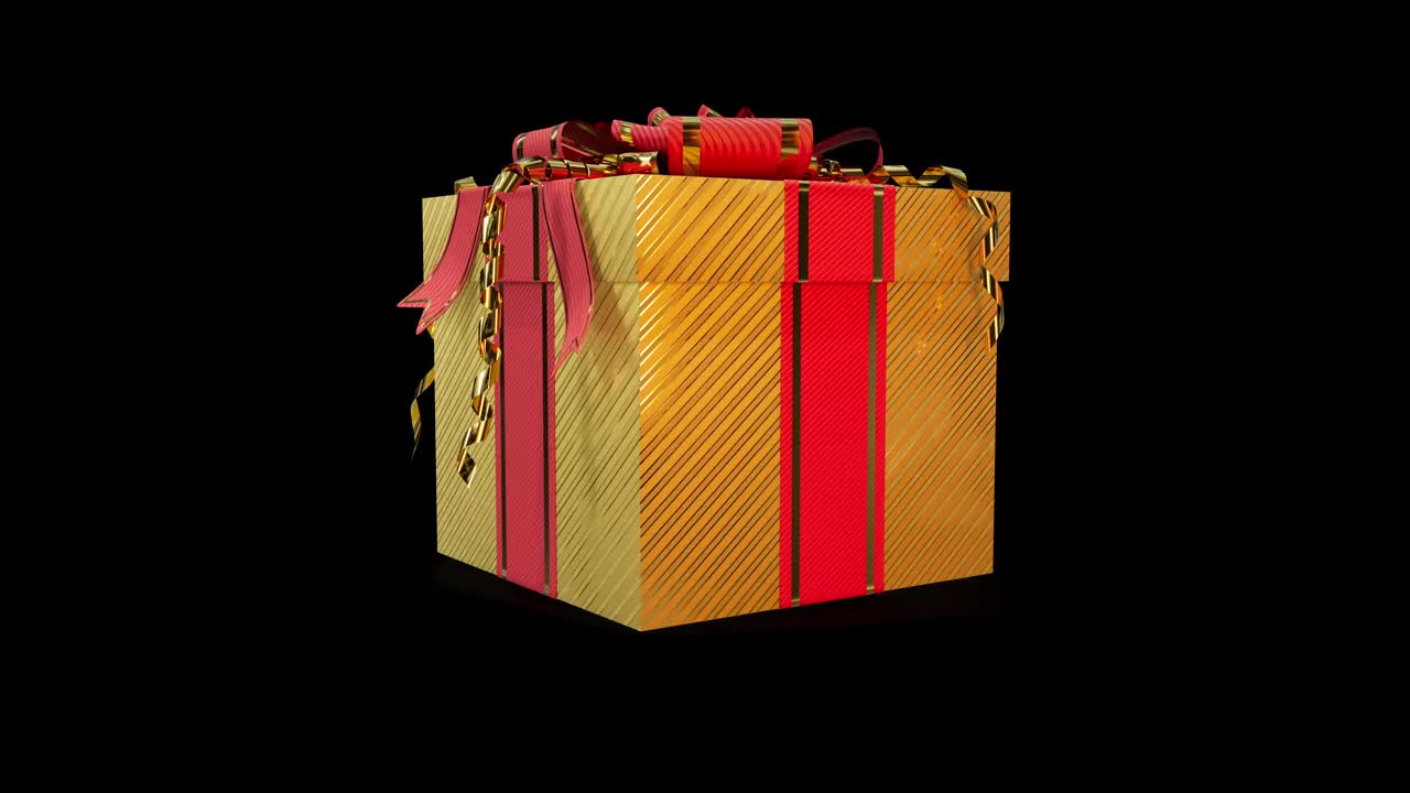 黄金和红色的节日惊喜礼盒，彼此隔离视频下载