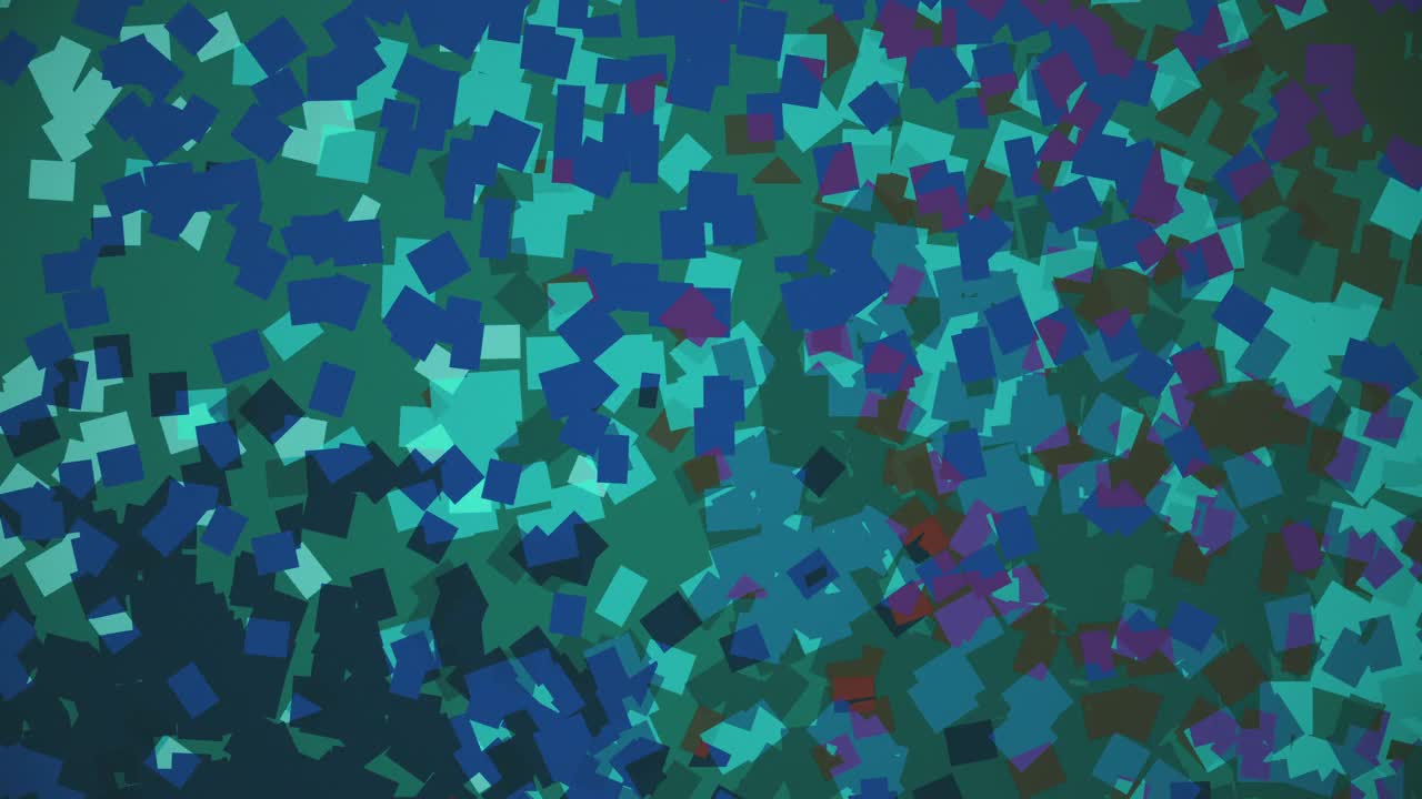 抽象蓝绿方块背景动画。Pointillistic效果。视频下载
