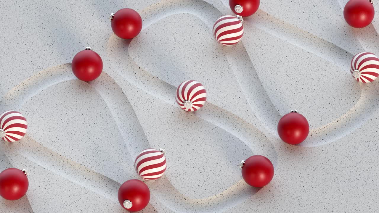 圣诞球滚动3D渲染无缝循环动画视频素材