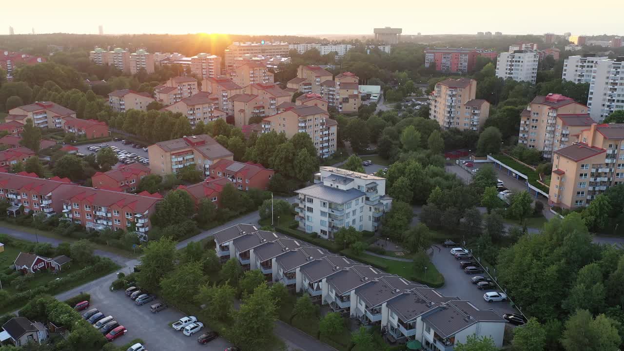 斯德哥尔摩公寓楼的鸟瞰图视频下载