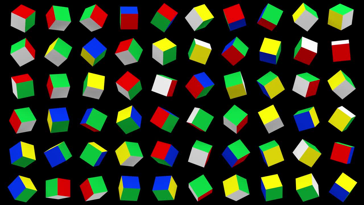 明亮的彩色的方块。黑色背景。抽象动画，3d渲染。视频素材