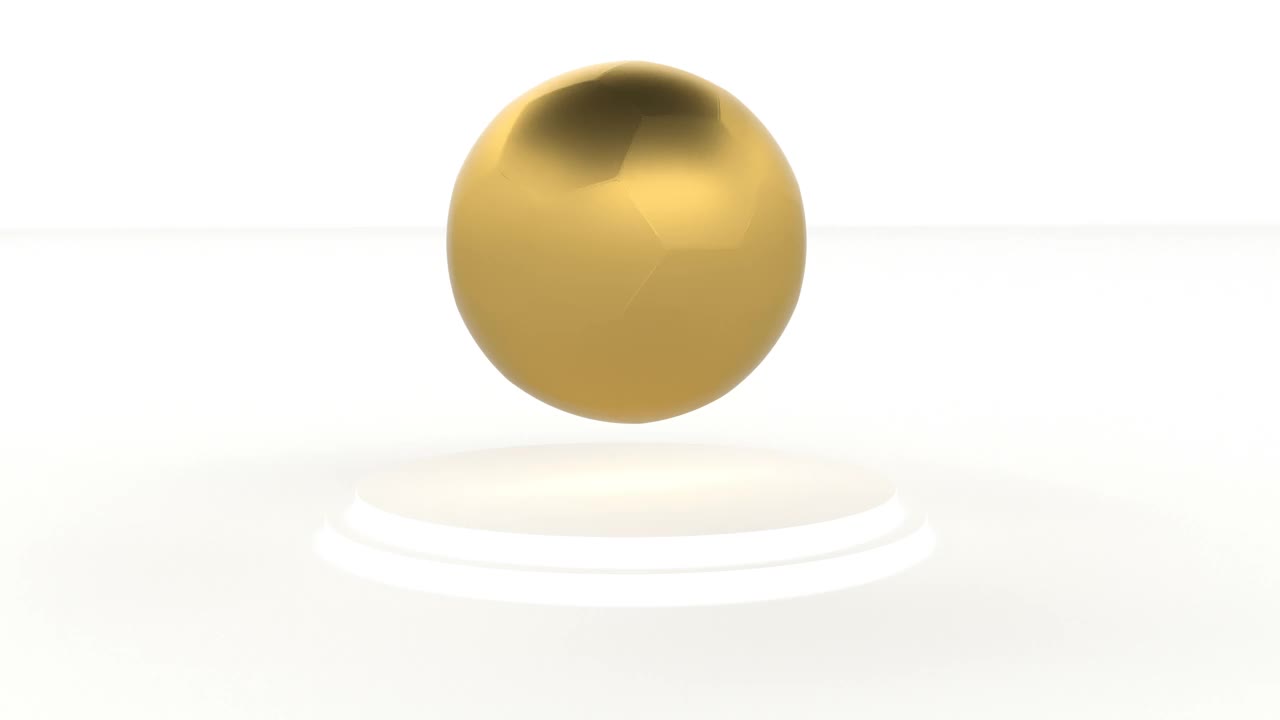 黄色的金球在3d风格的白色底座上能够循环4k无缝视频下载