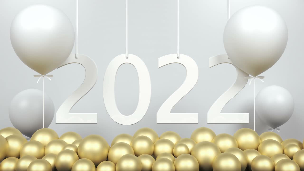 循环2022年新年背景概念与气球视频素材