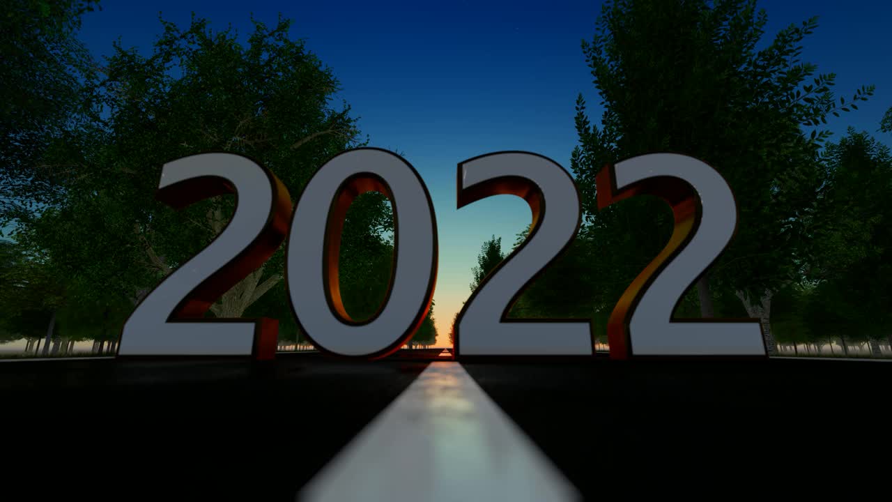 以日出为背景的2022年新年概念视频素材
