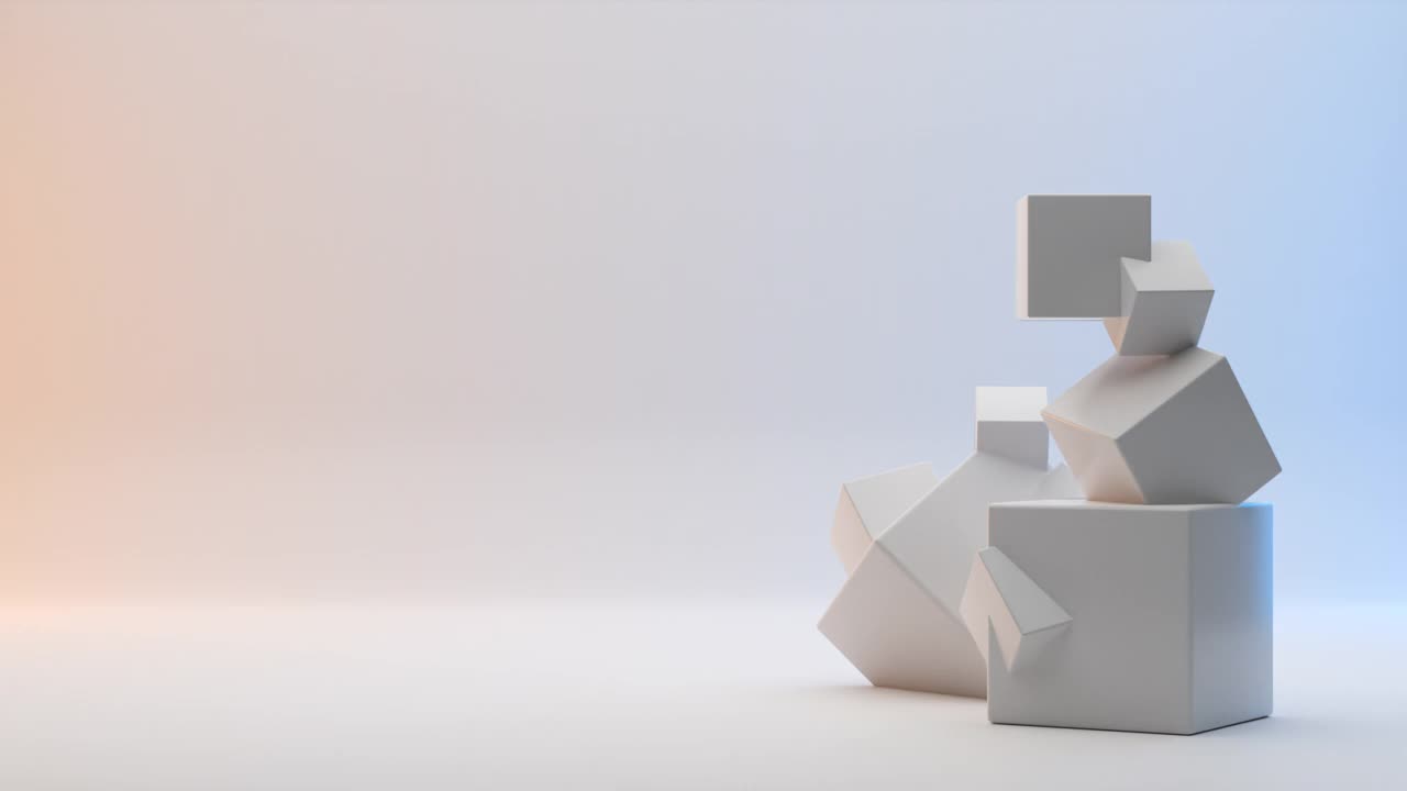 抽象的形状立方体在白色背景和光的效果视频下载
