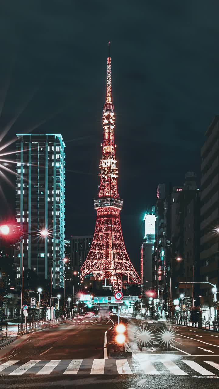 日本东京市中心夜间航拍照片视频下载