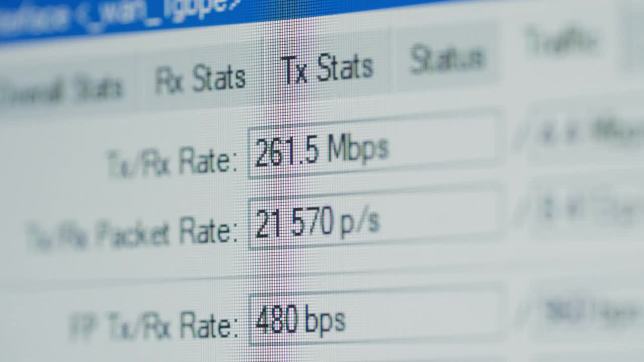 网络接口表显示路由器传输速度，tx和rx包速率视频下载